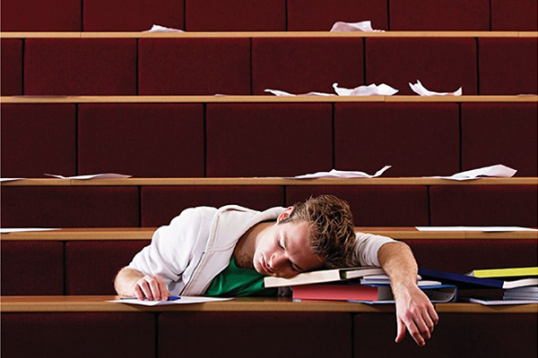 Photo of student asleep in class