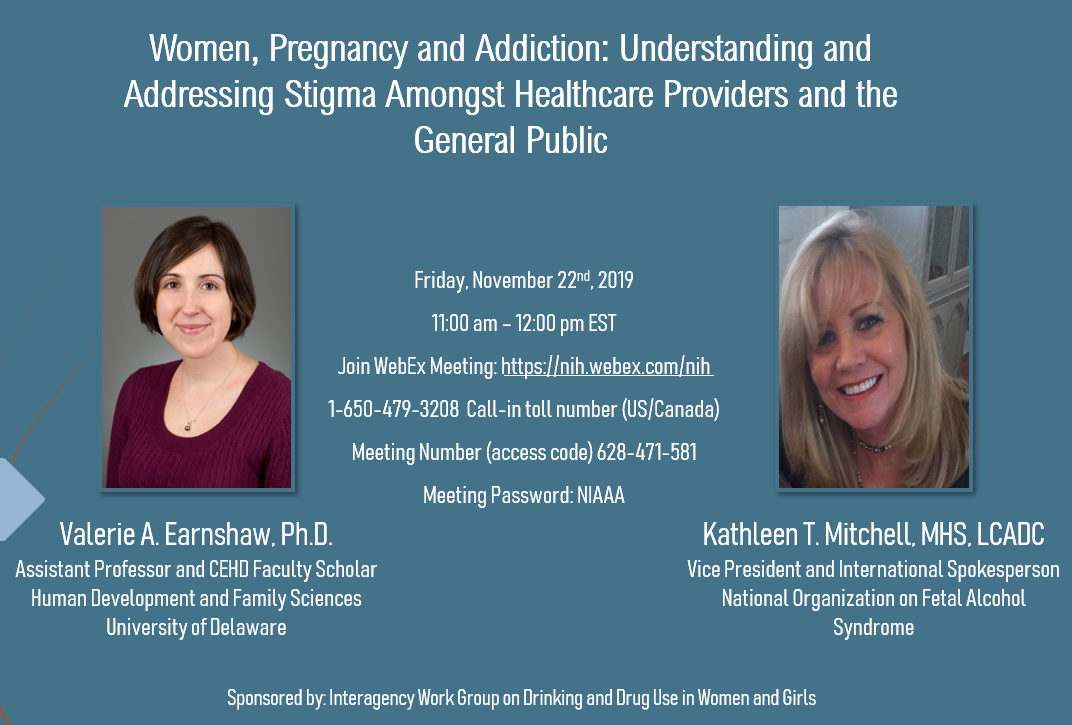 Webinar - Women, Addiction and Pregnancy: Addressing Stigma Among Healthcare workers and the General Public, Friday, November 22, 11am