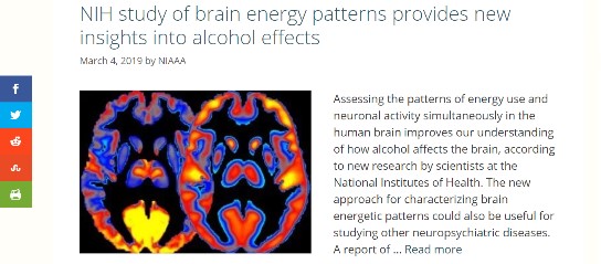 Screenshot of article with image depicting brain energy patterns.