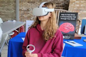 Teenage girl using NIAAA VR experience